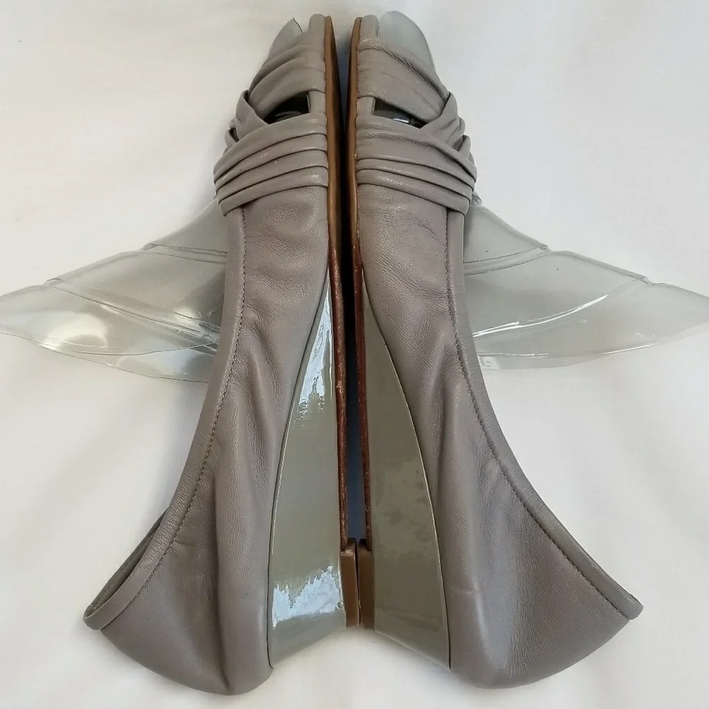 Cole Haan Nike Air Wedge Peep Toe Leather Shoes